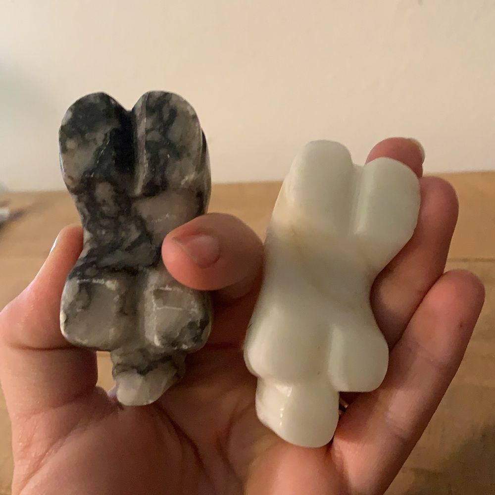 Hand Carved Marble Horse Figurine Sculptures (2) - Picture 5 of 7